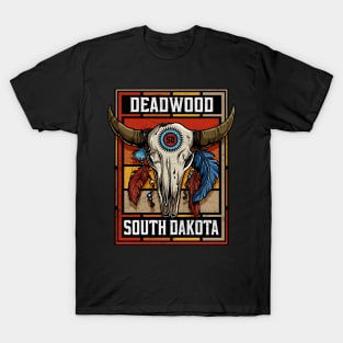 Deadwood South Dakota Native American Bison Skull T-Shirt